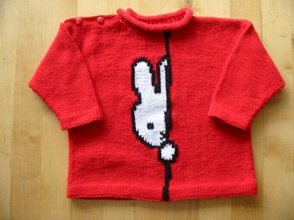 Жаккардовый узор зайчика для детского пуловера